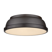  3602-14 RBZ-RBZ - Duncan 14" Flush Mount in Rubbed Bronze with a Rubbed Bronze Shade
